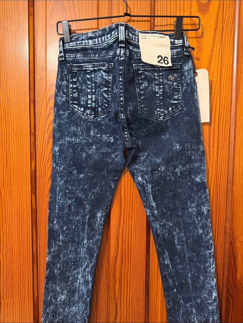 New Rag and Bone Acid Wash Skinny Jeans - Size 26 - Grunge Edgy Premium Denim - Picture 7 of 15
